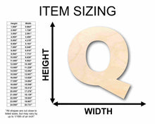 Load image into Gallery viewer, Unfinished Wood Block Letter Q - Craft - up to 24&quot; DIY
