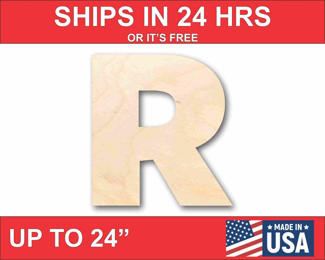 Unfinished Wood Block Letter R - Craft - up to 46