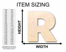 Load image into Gallery viewer, Unfinished Wood Block Letter R - Craft - up to 24&quot; DIY
