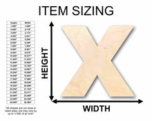 Load image into Gallery viewer, Unfinished Wood Block Letter X - Craft - up to 24&quot; DIY
