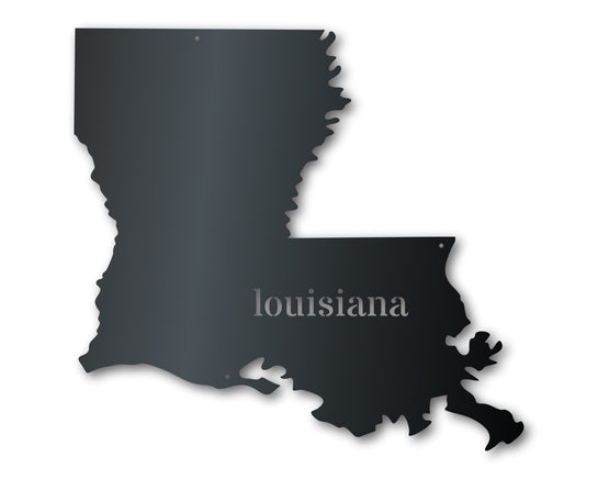 Metal Louisiana Wall Art - Custom Metal US State Sign - 14 Color Options