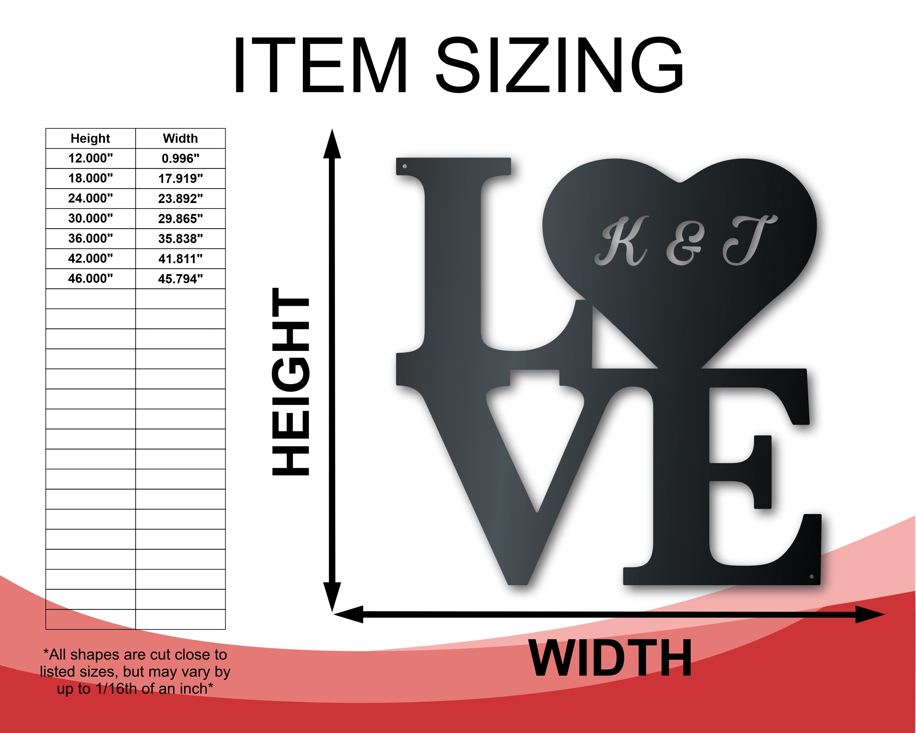 Metal Custom Love Wall Art - Custom Metal Sign - 14 Color Options