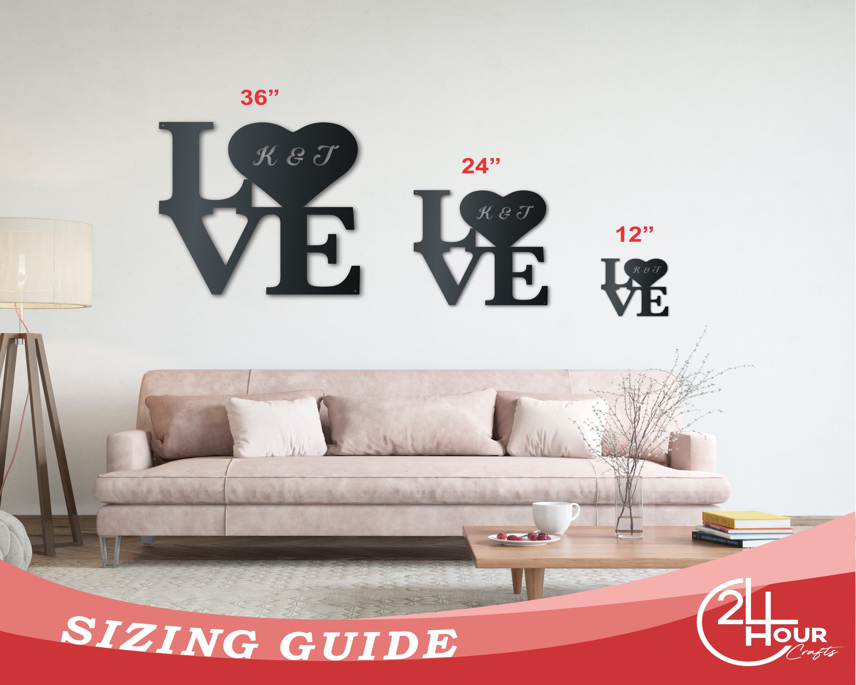 Metal Custom Love Wall Art - Custom Metal Sign - 14 Color Options