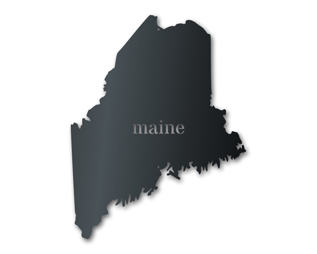 Metal Maine Wall Art - Custom Metal US State Sign - 14 Color Options