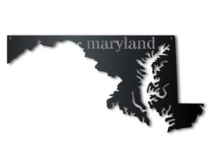 Metal Maryland Wall Art - Custom Metal US State Sign - 14 Color Options