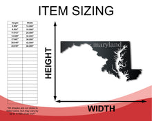 Load image into Gallery viewer, Metal Maryland Wall Art - Custom Metal US State Sign - 14 Color Options
