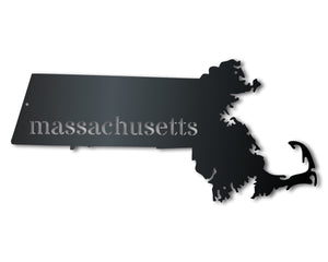 Metal Massachusetts Wall Art - Custom Metal US State Sign - 14 Color Options