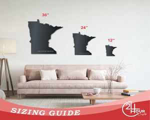 Metal Minnesota Wall Art - Custom Metal US State Sign - 14 Color Options