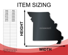 Load image into Gallery viewer, Metal Missouri Wall Art - Custom Metal US State Sign - 14 Color Options
