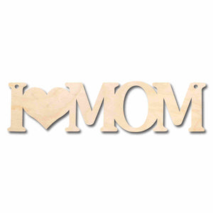 Mother's Day Craft Unfinished Wood Cutout "I heart Mom"  DIY handmade Gift