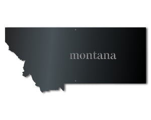 Metal Montana Wall Art - Custom Metal US State Sign - 14 Color Options