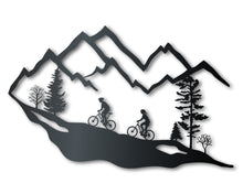 Load image into Gallery viewer, Custom Metal Mountain Biking Wall Art - Metal Sports Sign - 14 Color Options
