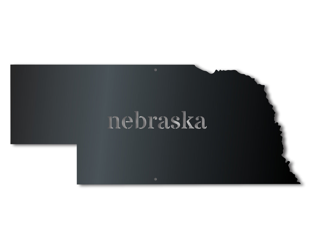Metal Nebraska Wall Art - Custom Metal US State Sign - 14 Color Options
