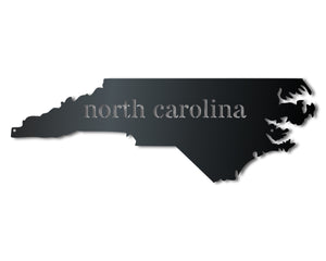 Metal North Carolina Wall Art - Custom Metal US State Sign - 14 Color Options