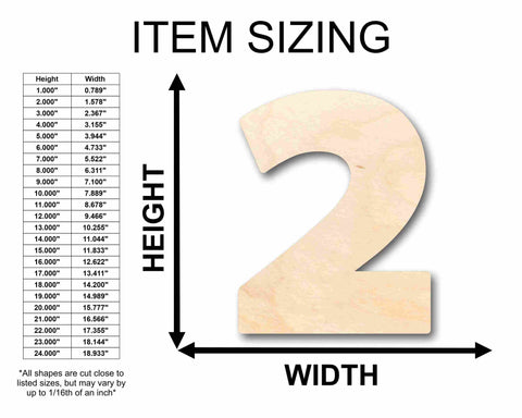 Unfinished Wood Block Number 2 - Craft - up to 24" DIY