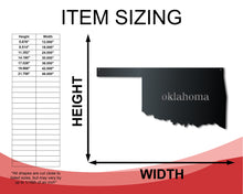 Load image into Gallery viewer, Metal Oklahoma Wall Art - Custom Metal US State Sign - 14 Color Options
