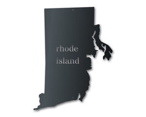 Metal Rhode Island Wall Art - Custom Metal US State Sign - 14 Color Options
