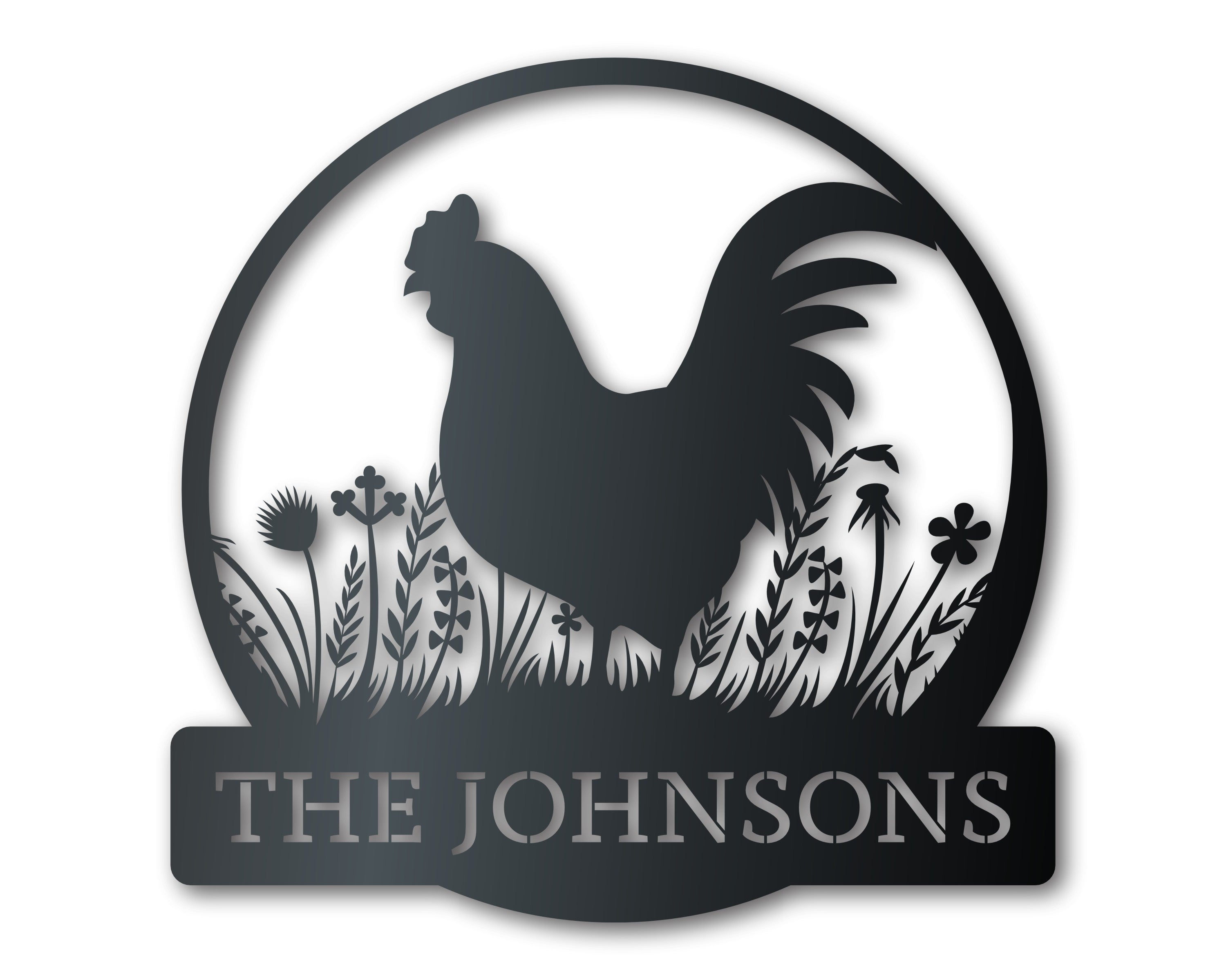 Custom Metal Rooster Wall Art - Custom Homestead Sign - 14 Color Options