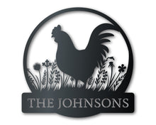 Load image into Gallery viewer, Custom Metal Rooster Wall Art - Custom Homestead Sign - 14 Color Options
