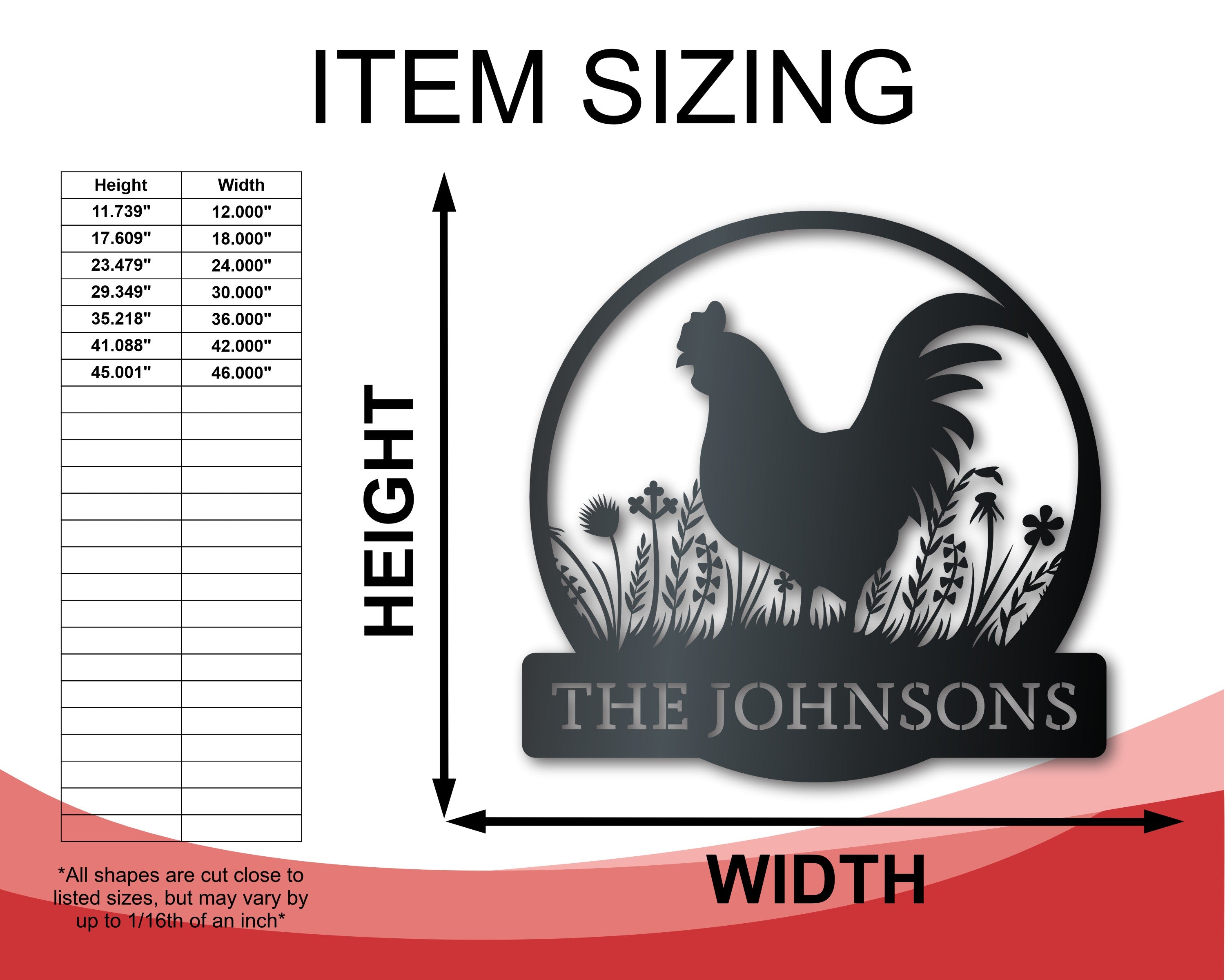 Custom Metal Rooster Wall Art - Custom Homestead Sign - 14 Color Options