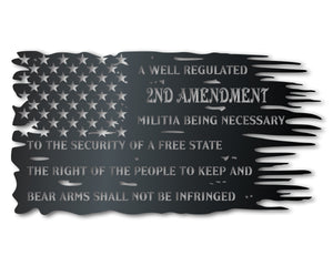Metal American Flag Amendment Wall Art - Patriotic Metal Sign - 14 Color Options