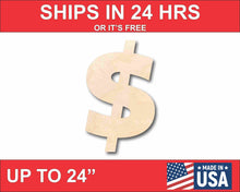 Load image into Gallery viewer, Unfinished Wood Block Symbol Dollar - Craft - up to 24&quot; DIY
