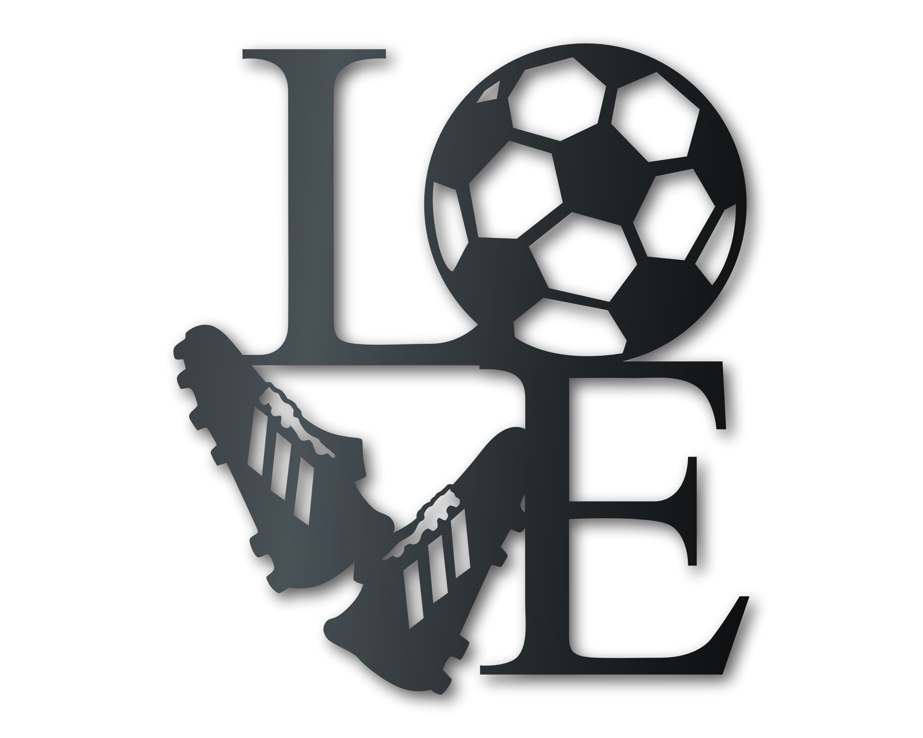 Metal Soccer Love Wall Art - Metal Sports Sign - 14 Color Options