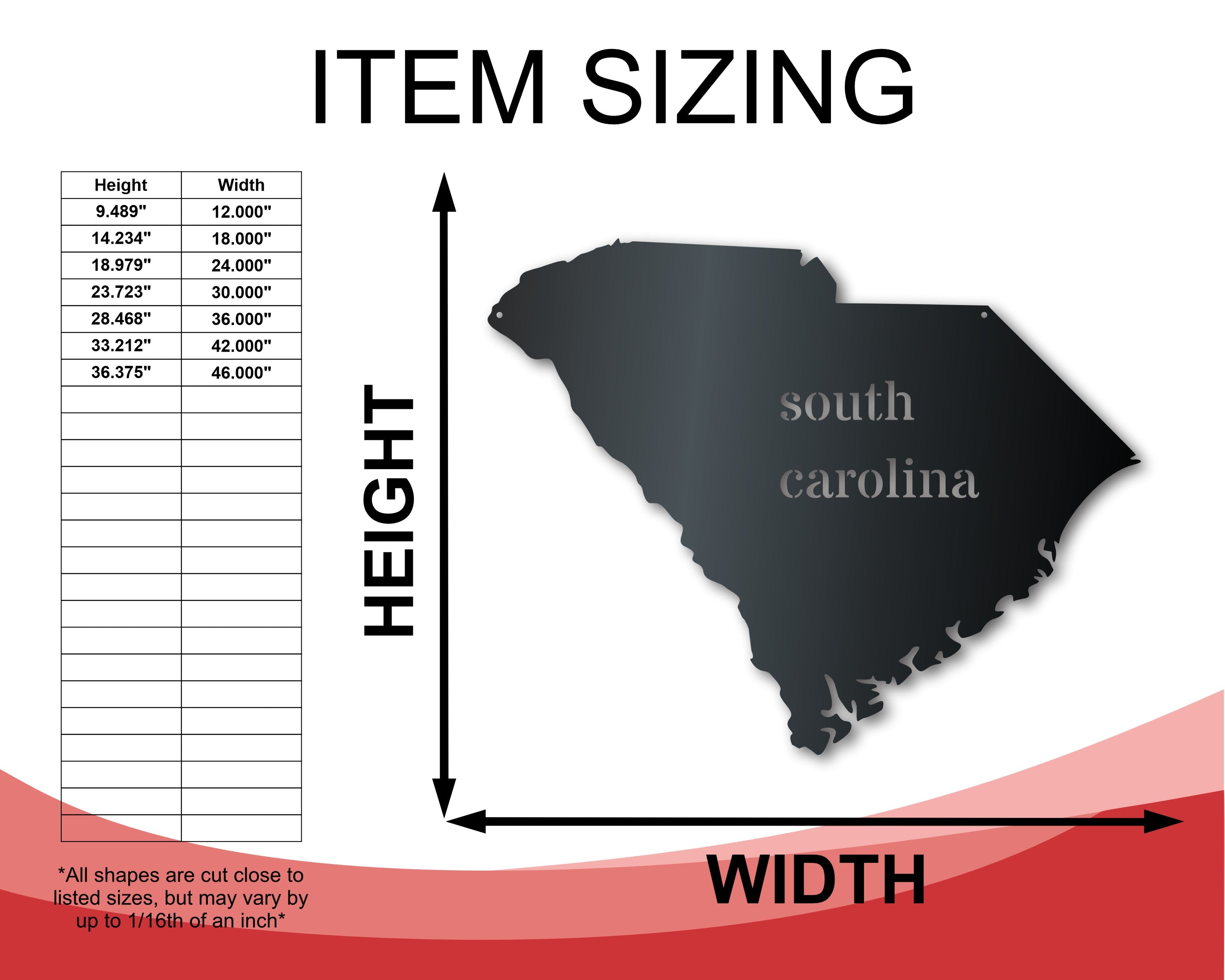 Metal South Carolina Wall Art - Custom Metal US State Sign - 14 Color Options