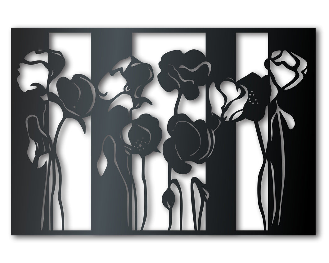 Metal Striped Roses Wall Art - Metal Sign - 14 Color Options