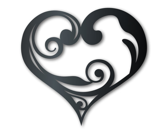Metal Swirly Heart Wall Art - Metal Sign - 14 Color Options