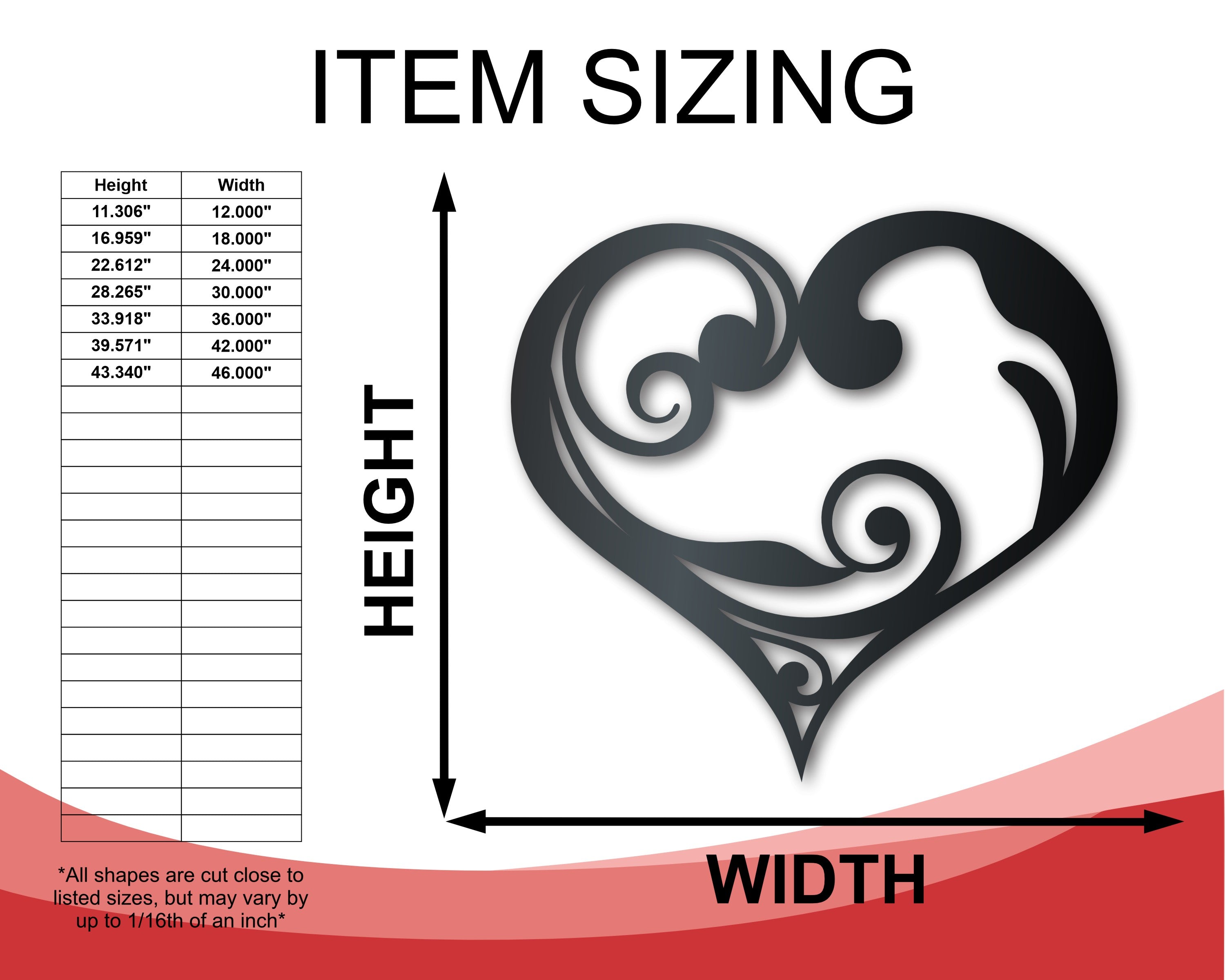 Metal Swirly Heart Wall Art - Metal Sign - 14 Color Options