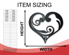 Load image into Gallery viewer, Metal Swirly Heart Wall Art - Metal Sign - 14 Color Options
