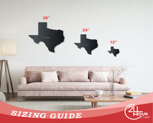 Metal Texas Wall Art - Custom Metal US State Sign - 14 Color Options