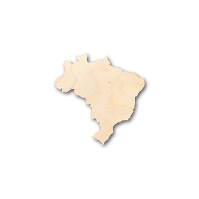 Unfinished Wooden Brazil Shape - Country - Craft - up to 24