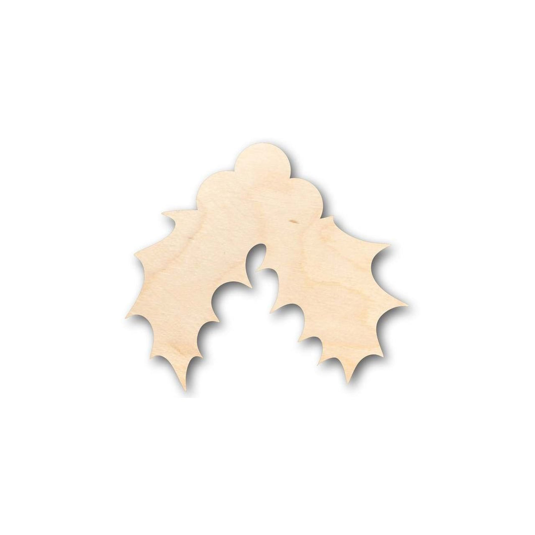 Unfinished Wooden Christmas Holly Shape - Craft - up to 24