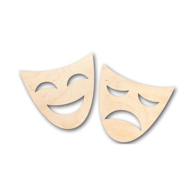 Unfinished Wooden Comedy Tragedy Shape - Theatre - Craft - up to 24