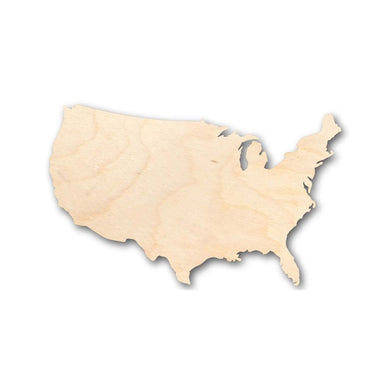 Unfinished Wooden Continental United States Shape - USA - Country - Craft - up to 24