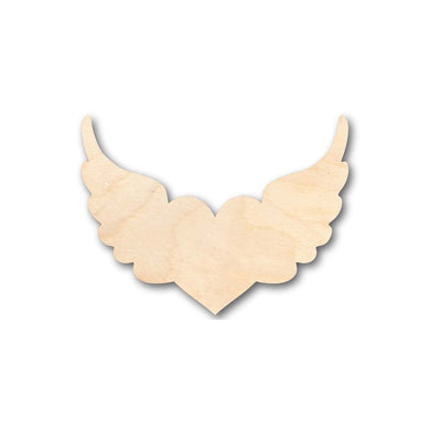 Unfinished Wooden Cutout Craft Winged Heart Shape up to 24