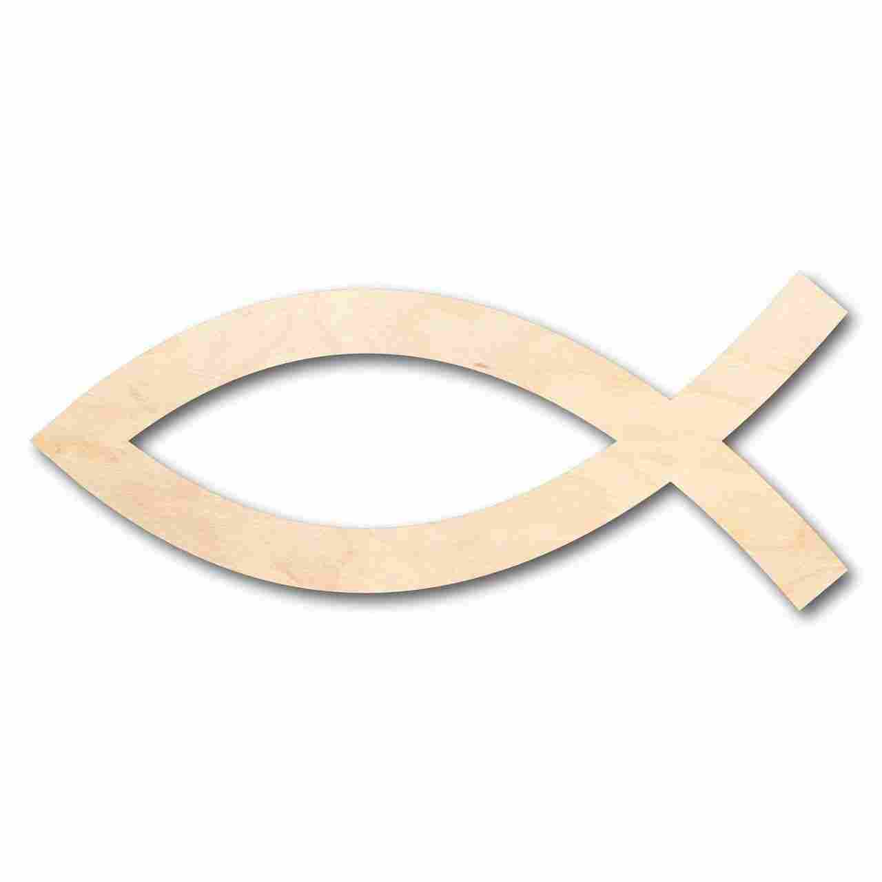 Unfinished Wooden Jesus Fish Shape - Easter - Christian - Craft - up to 24" DIY-24 Hour Crafts