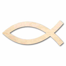 Load image into Gallery viewer, Unfinished Wooden Jesus Fish Shape - Easter - Christian - Craft - up to 24&quot; DIY-24 Hour Crafts
