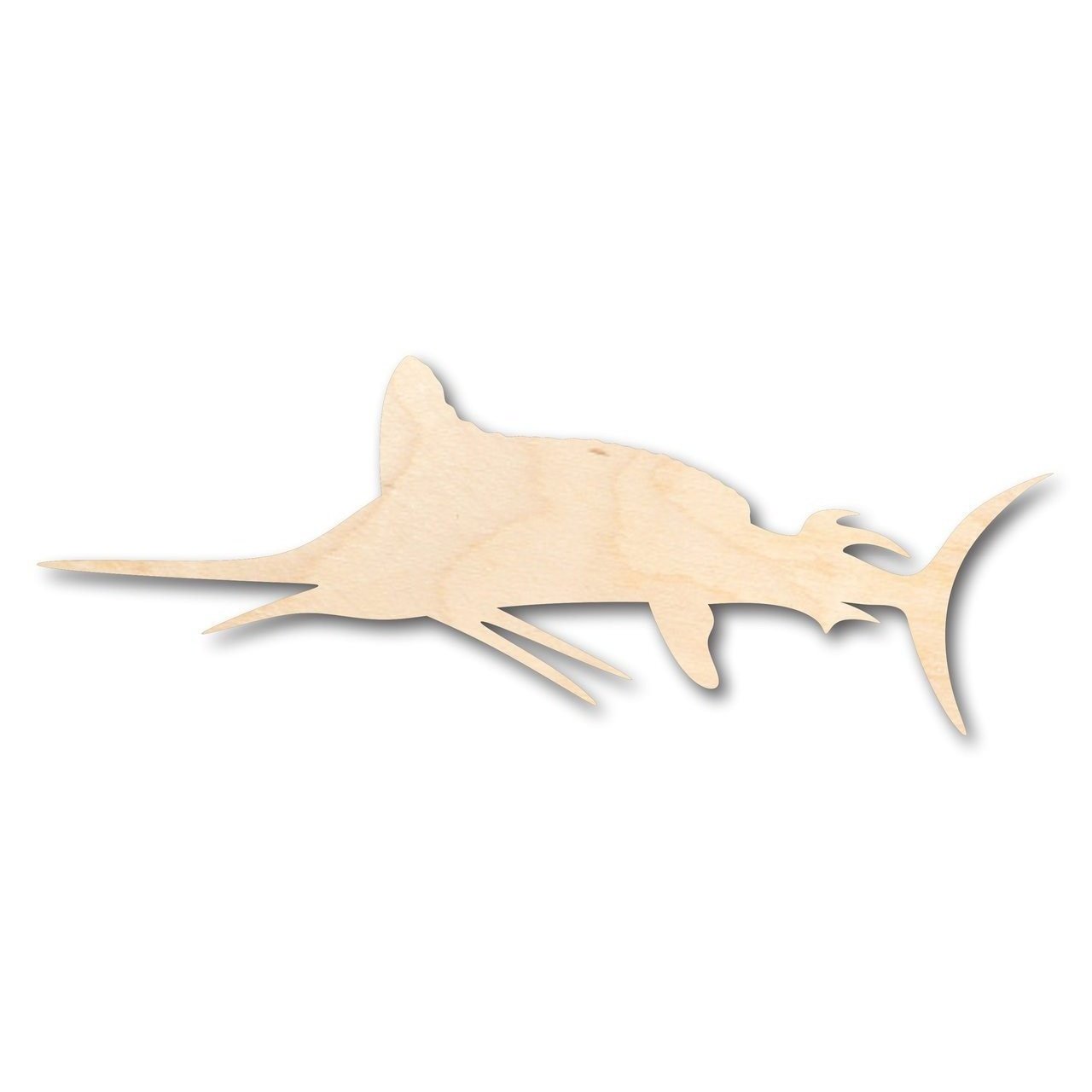 Unfinished Wooden Marlin Shape - Swordfish - Ocean - Fishing - Craft - up to 24