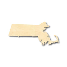 Load image into Gallery viewer, Unfinished Wooden Massachusetts Shape - State - Craft - up to 24&quot; DIY-24 Hour Crafts
