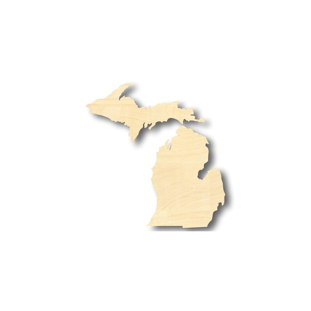 Unfinished Wooden Michigan Shape (2 Pieces) - State - Craft - up to 24