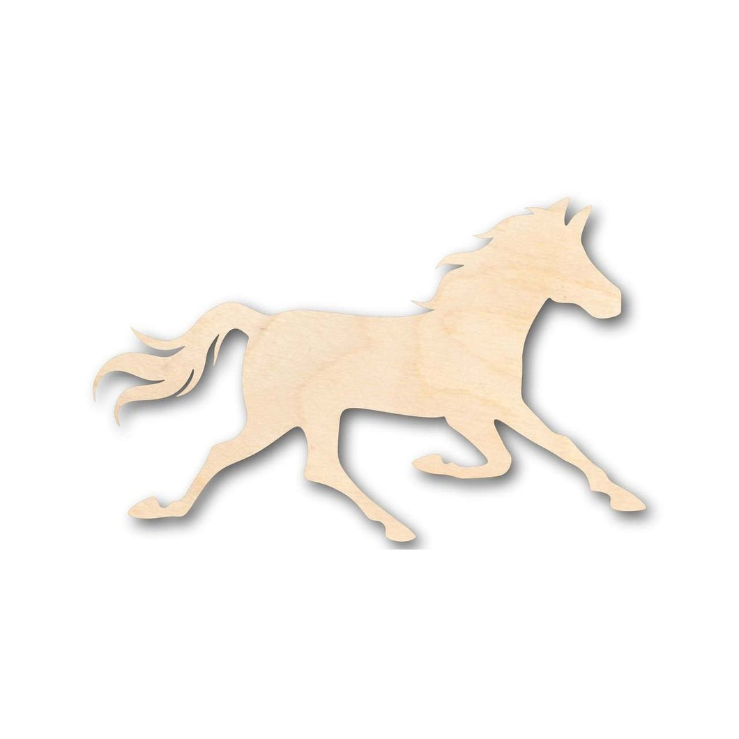 Unfinished Wooden Running Wild Horse Shape - Sport - Farm Animal - Craft - up to 24
