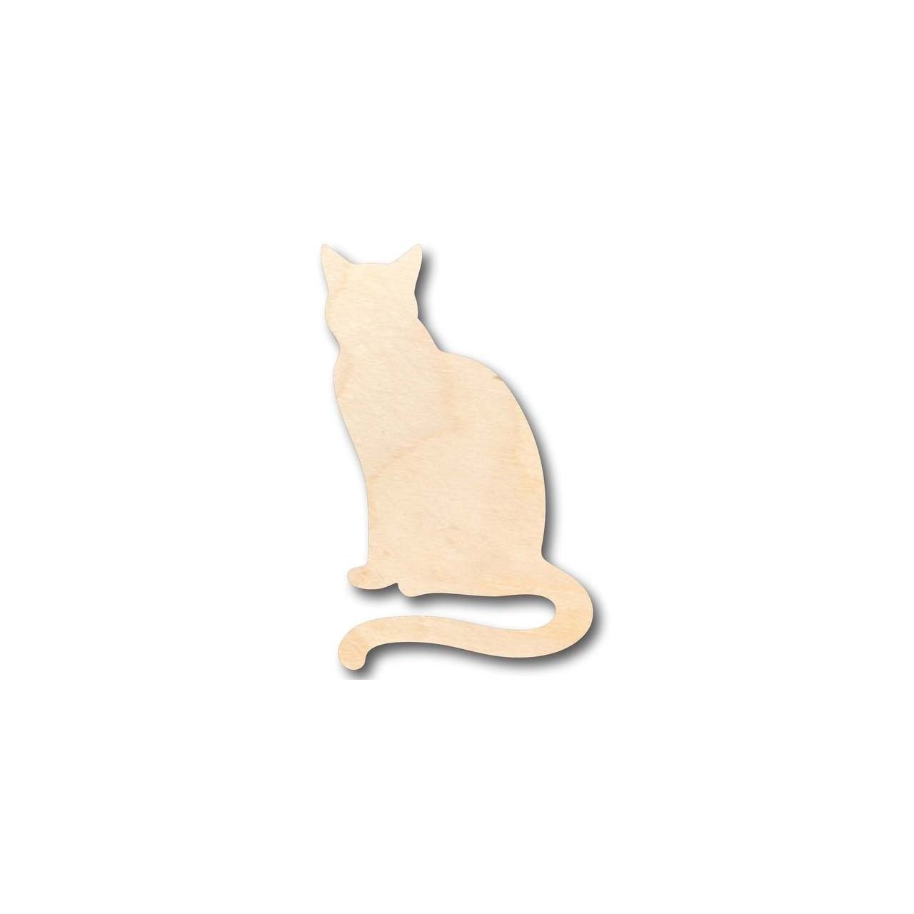 Unfinished Wooden Sitting Cat Shape - Animal - Pet - Craft - up to 24