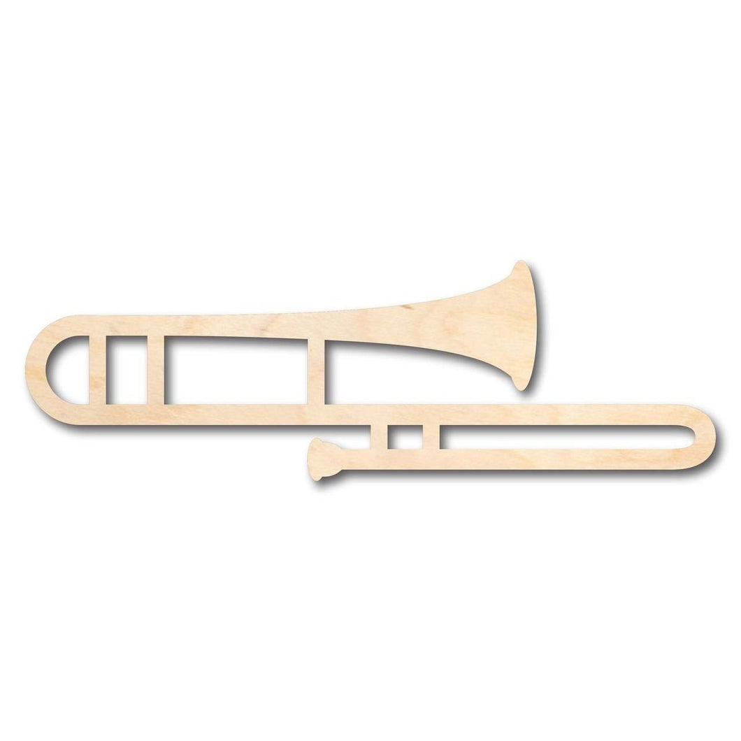 Unfinished Wooden Trombone Shape - Music - Craft - up to 24
