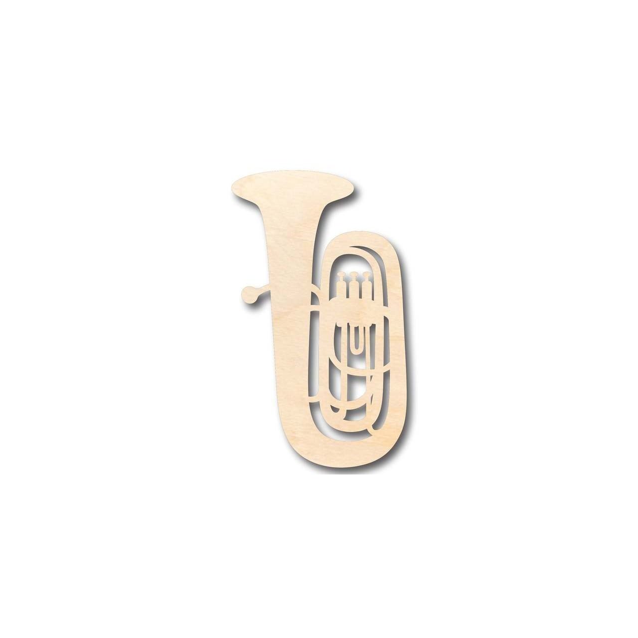 Unfinished Wooden Tuba Shape - Music - Craft - up to 24" DIY-24 Hour Crafts