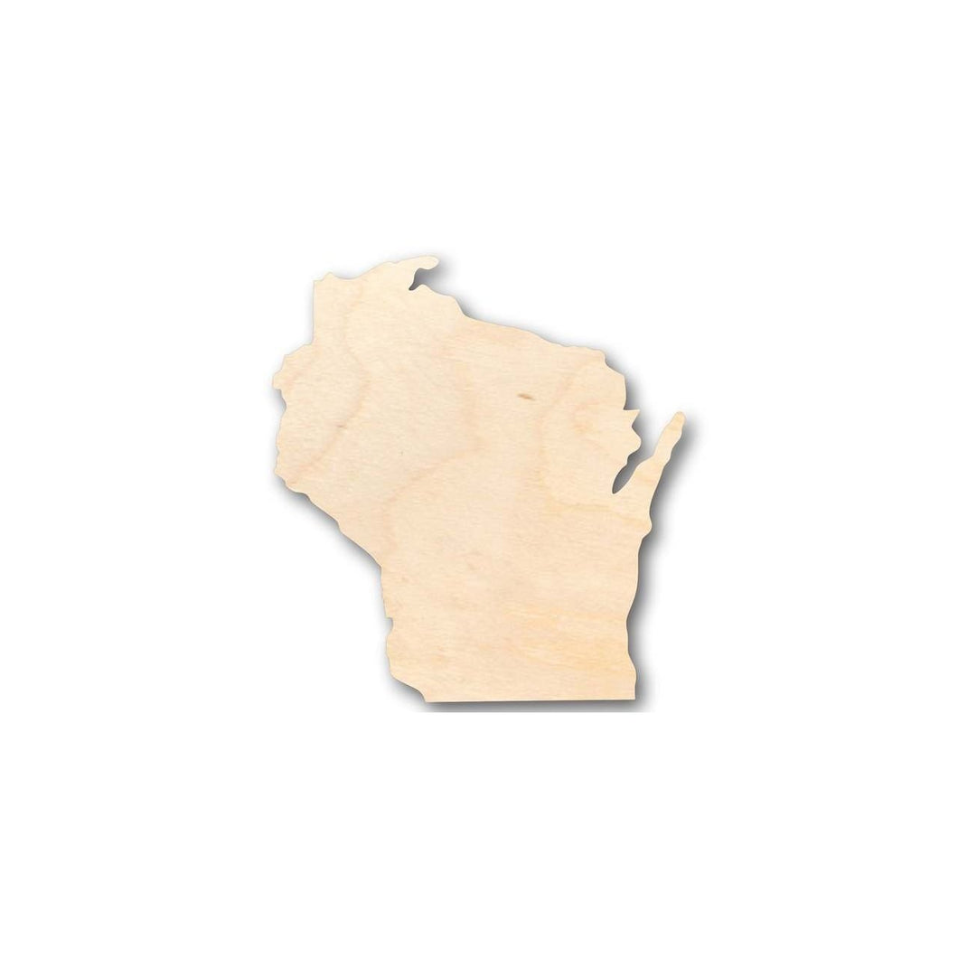 Unfinished Wooden Wisconsin Shape - State - Craft - up to 24