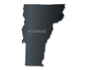 Metal Vermont Wall Art - Custom Metal US State Sign - 14 Color Options