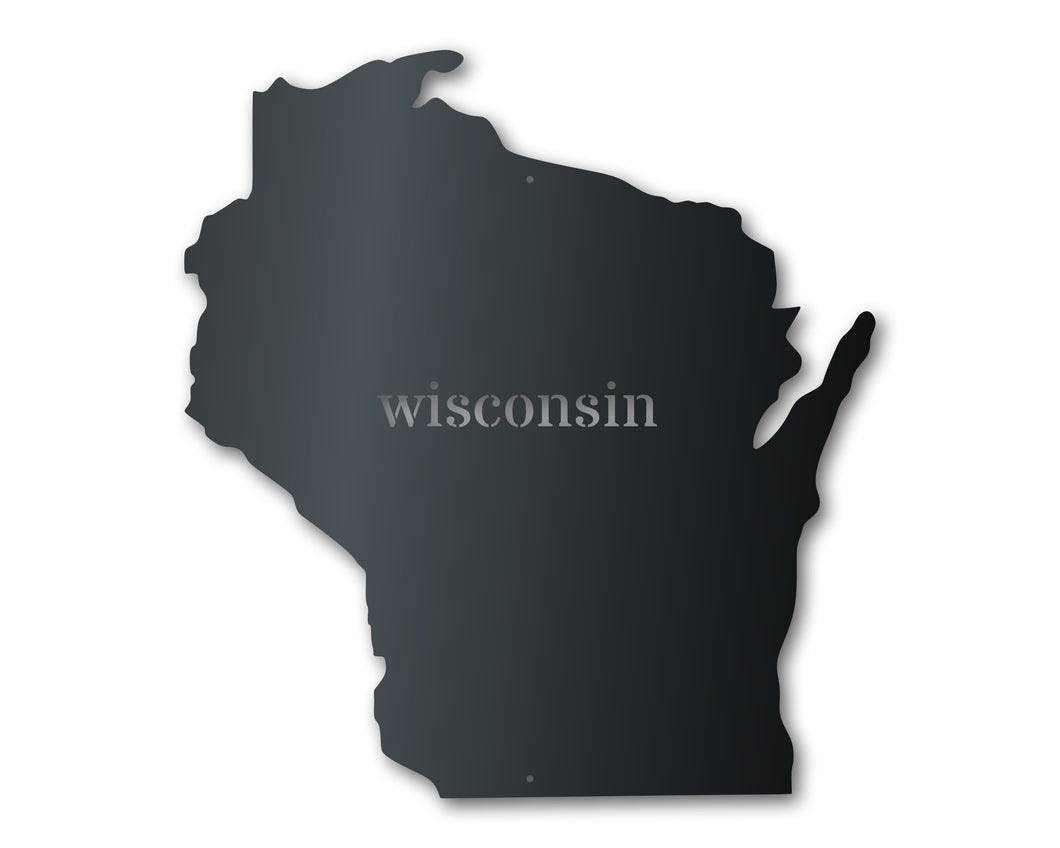 Metal Wisconsin Wall Art - Custom Metal US State Sign - 14 Color Options